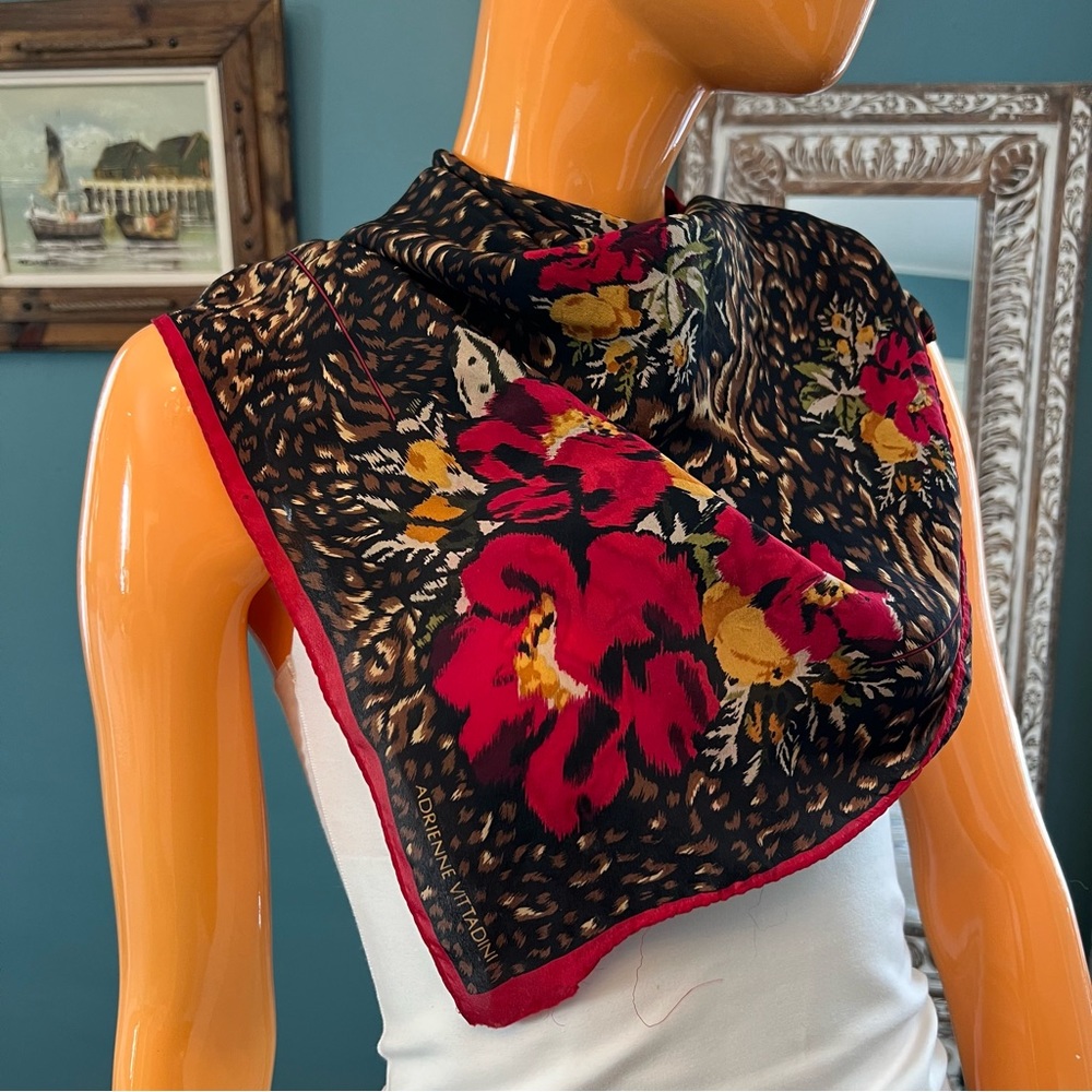 ADRIENNE VITTADINI Floral and Leopard Scarf